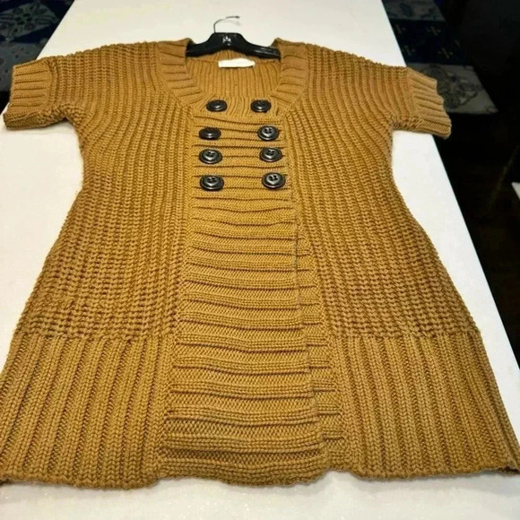 Soft Surroundings Size S Wool Blend City Tunic Sweater Brown Short Sleeve - Picture 7 of 9